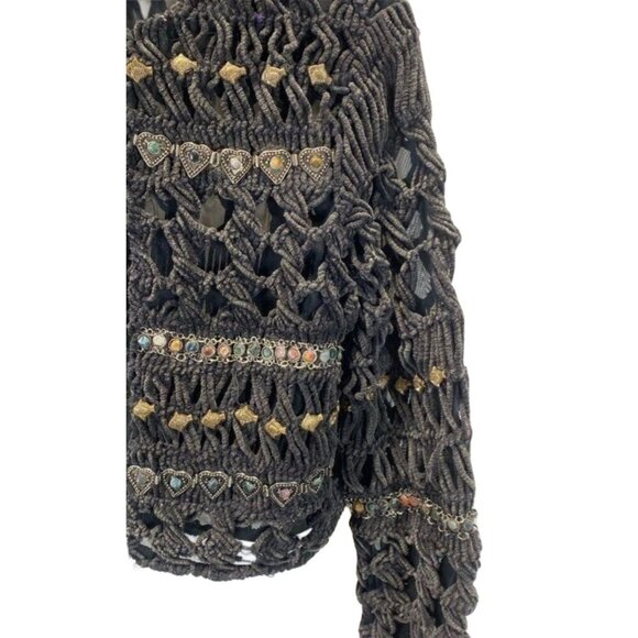 Sandy Starkman Vtg 1980s 80s Women’s Black Knitted & Embellished Jacket, Size L - Picture 4 of 6